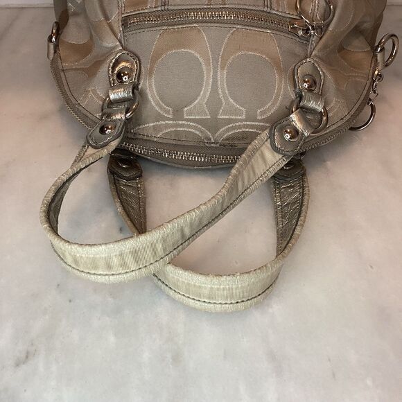 Coach Tan Signature Lurex Logo Satchel - Picture 10 of 14
